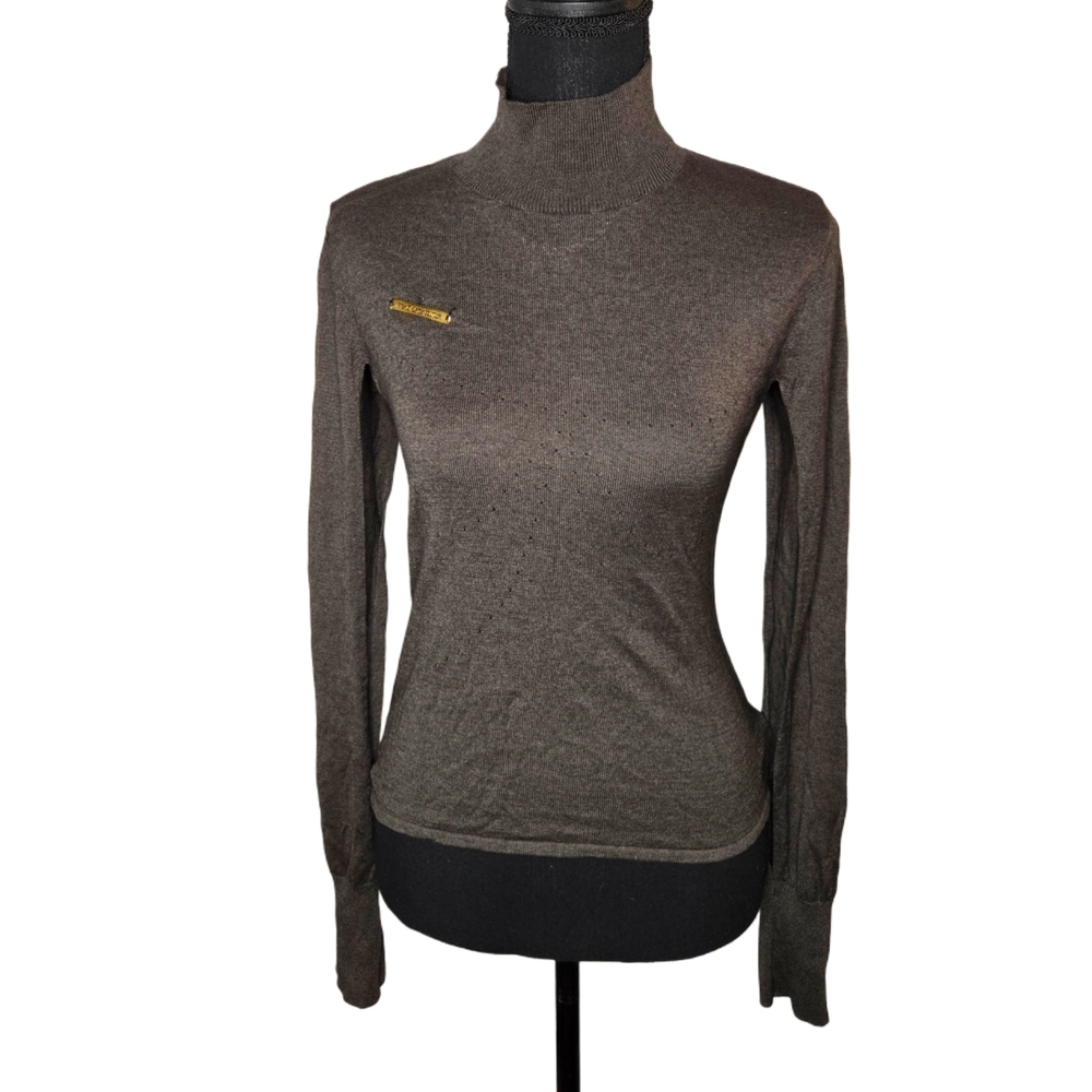 Vintage Versace JEANS Couture Green Turttle Neck Long Sleeve Top !!!